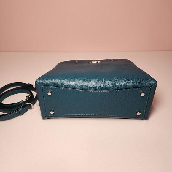 Coach 91146 Mini Lillie Carryall Bag in Deep Turquoise Blue Crossgrain Mineral - Picture 5 of 7